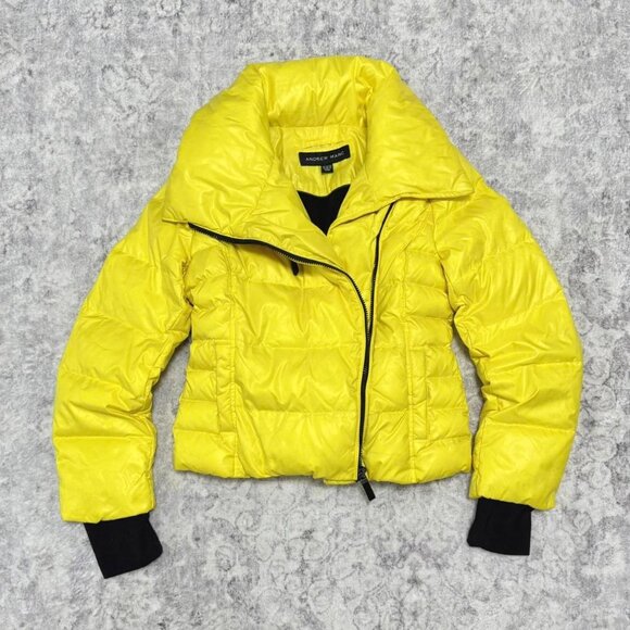 Andrew Marc Puffer Jacket Youth Yellow Zip Winter Coat - Picture 1 of 7